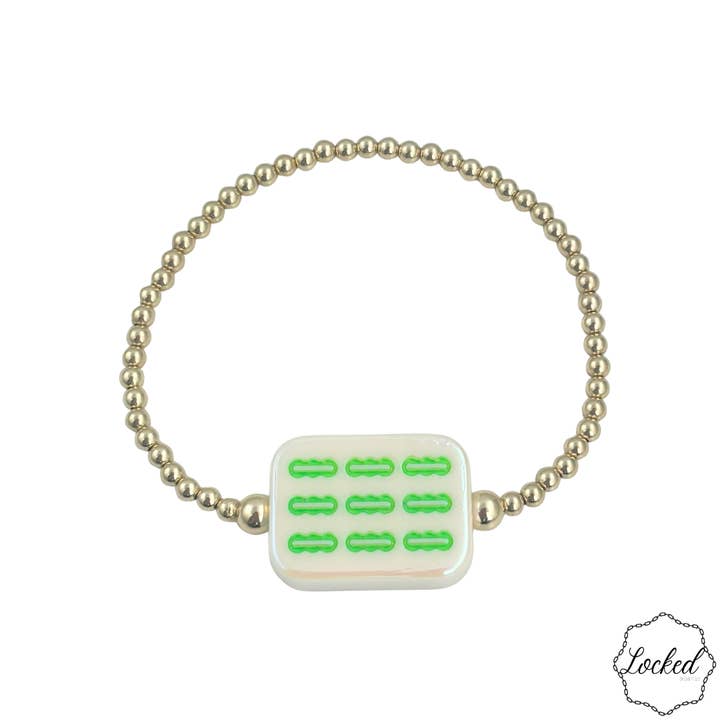 Bracelet Mahjong Vert Bam pour la vente par Locked by Lula 'n' Lee
