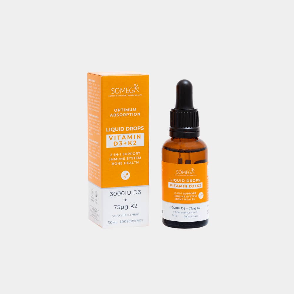 SOMEGA - Vente Supplément oral/vitamine - Gouttes liquides de vitamine D3 + K2, 30 ml, 100 portions