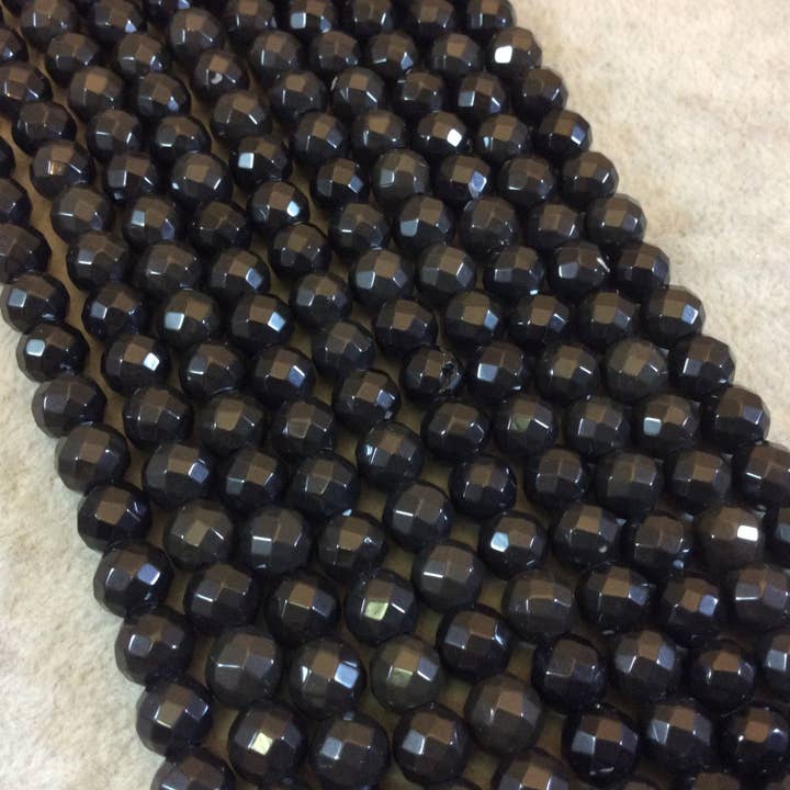 Only Beads - Wholesale Beads - 8mm Black Obsidian Faceted Beads – Large Hole