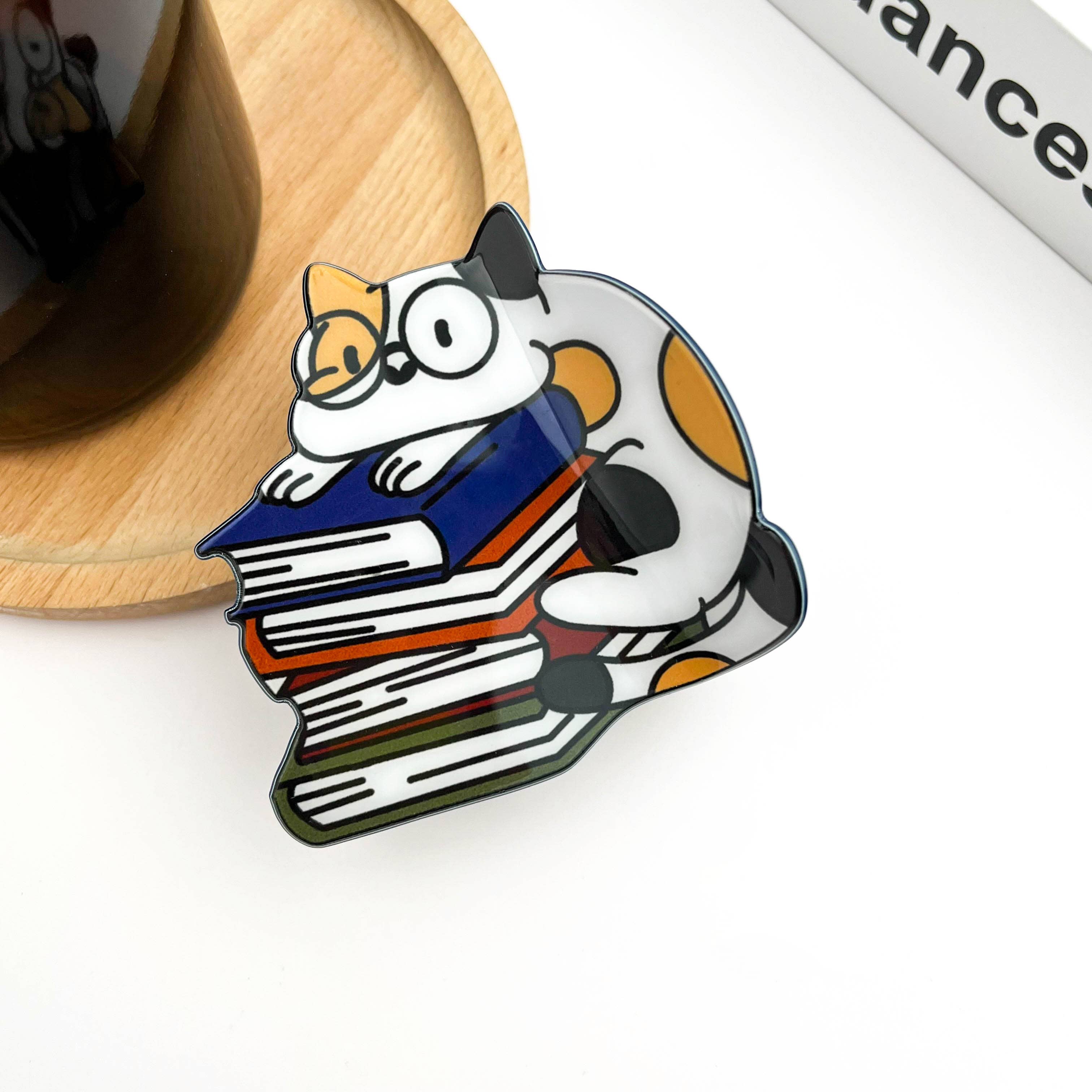 TheDivaSoap - Wholesale Hair Clip - Women's - Cat on Book Stack Hair Clip5