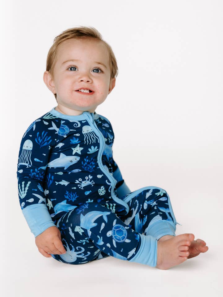 Toast + Jams - Wholesale Sleepsuit - Baby - Deep Blue Sleep Zip Jam0