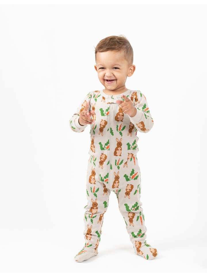 Leveret Pajamas - Wholesale Sleepsuit - Baby - Kids Baby Footed Pajamas Bunnies for Spring2