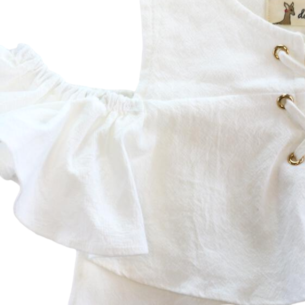 WHITE S85 81247 Cold Shoulder Lacing Blouse for wholesale on Faire1