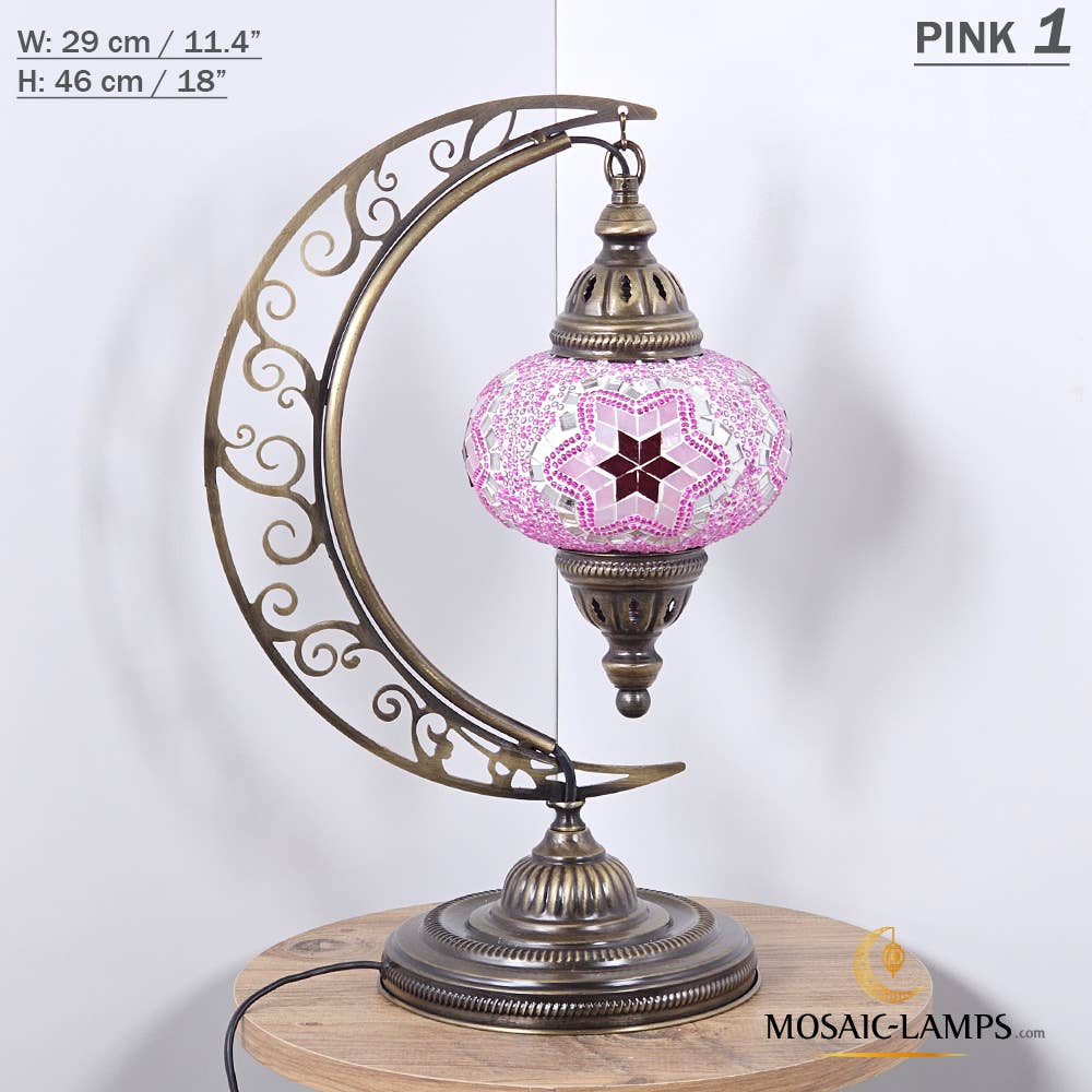 Mosaic Lamps - Wholesale Accent/Desk Lamp - 10+ Colors - Moroccan Moon Table Lamp, Arc, Murano Crescent54