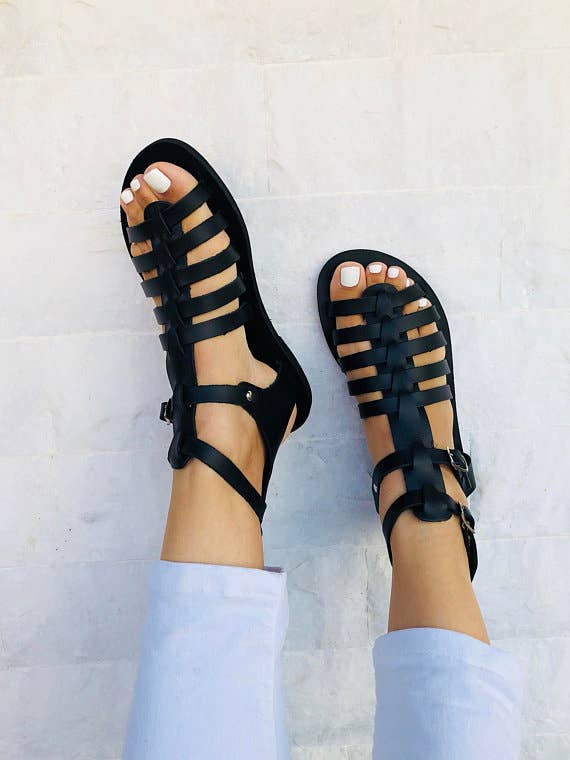 Christina Christi - Wholesale Sandals - Women's - Gladiator Leather Sandals, Greek Sandals, Black Sandals1