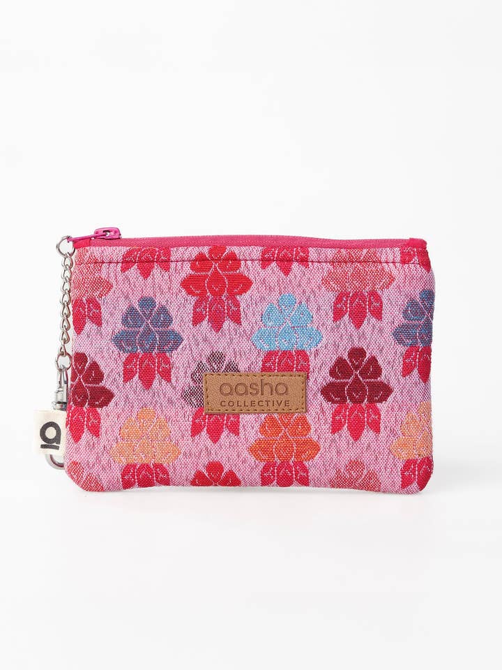 Pink Rhododendron Dhaka Cardholder for wholesale by Aasha Collective