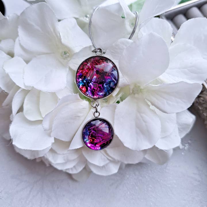 Directions - Double Glass Hand Painted Necklace for wholesale by Studio 1153