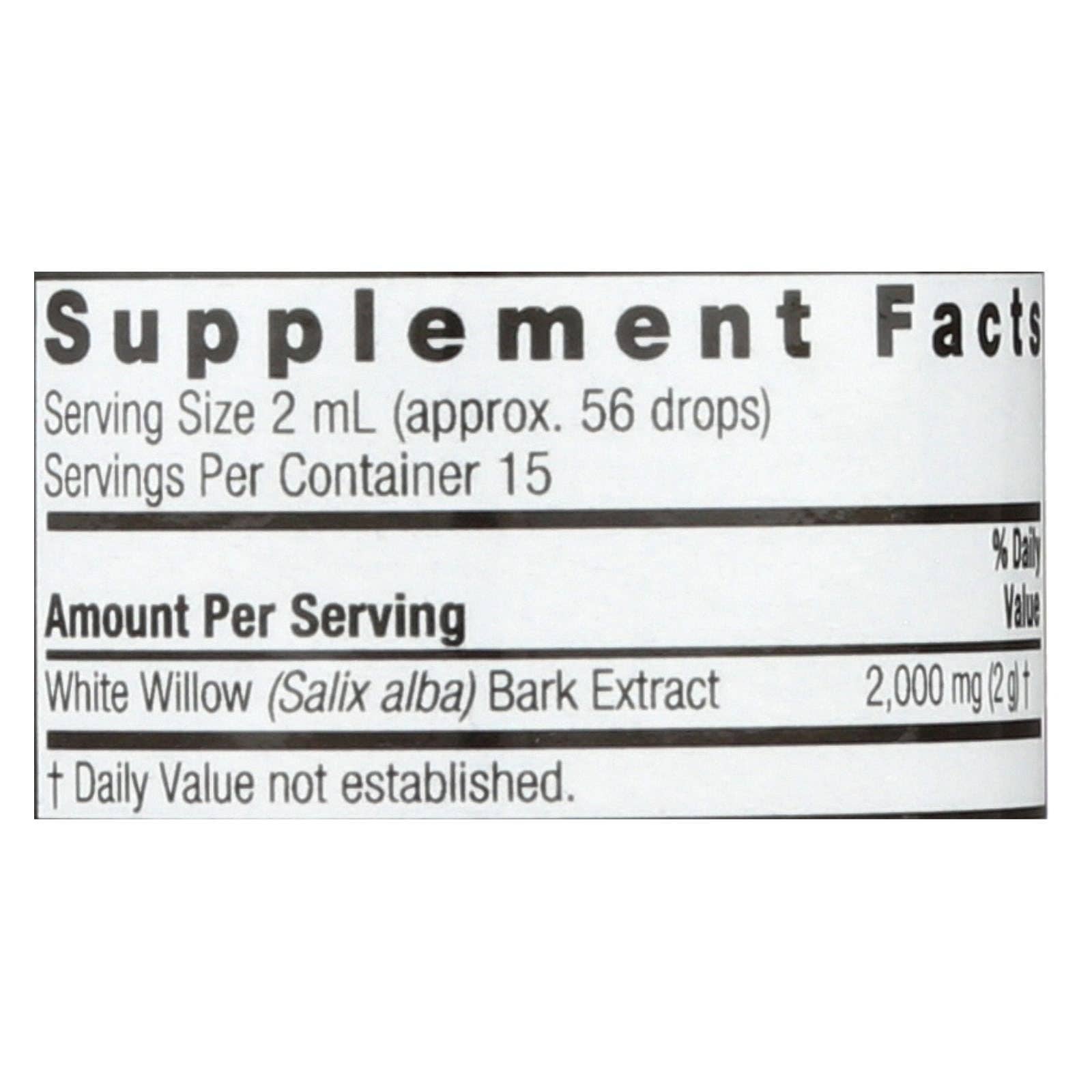 Everyday Supply Co - Wholesale Oral Supplement/Vitamin - Nature's Answer - White Willow Bark Alcohol Free - 1 Fl Oz2