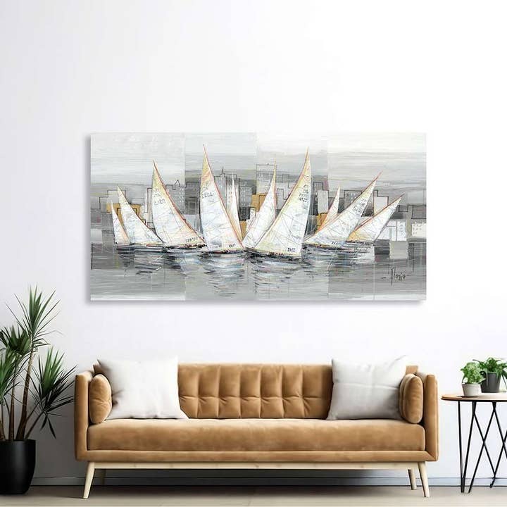 Selected Artworks Italia - Wholesale Canvas Art - Sailing boats painting: Luigi Florio, Regatta