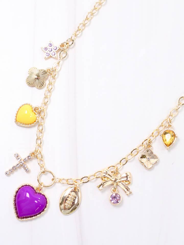 Bentley Charm Necklace PURPLE GOLD for wholesale by Caroline Hill