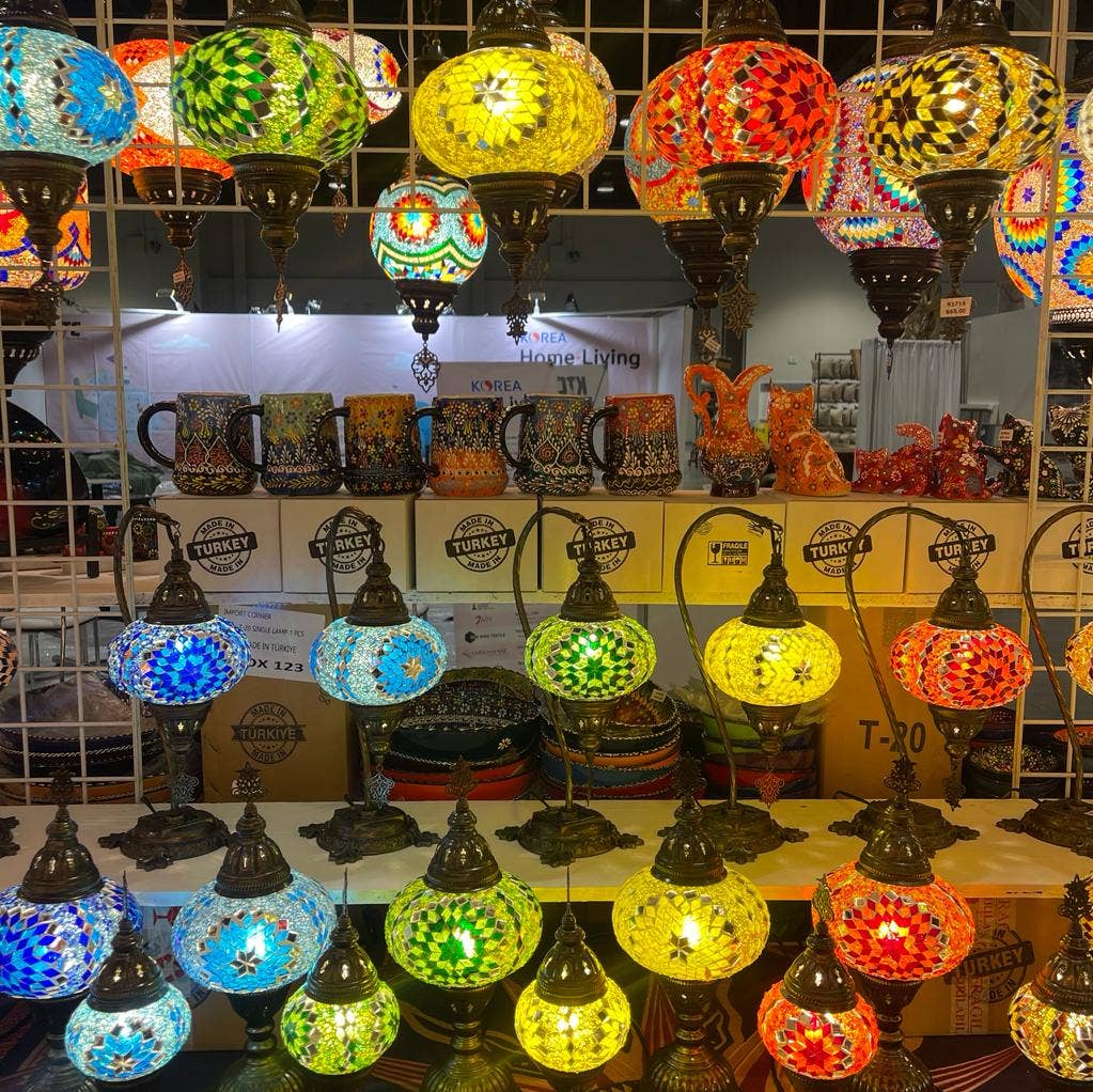 Import Corner - Wholesale Accent/Desk Lamp - 96311-20: BOXED TURKISH MOSAIC NIGHTLIGHT W/ 3"PRESSED SHADE19