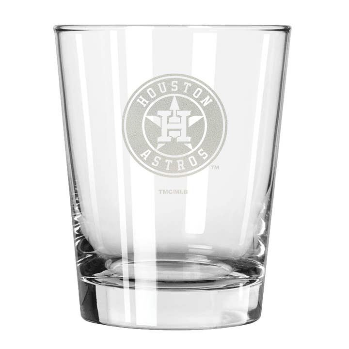 The Memory Company - Wholesale Cocktail/Liquor Glass - 15oz Old Fashioned w/Etched Logo, Houston Astros
