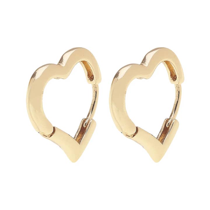 Tai Heart Shaped Huggie Hoop Earrings in Shiny Gold for wholesale by Canvas Style