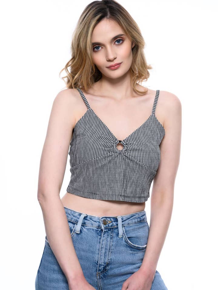 Black White Strappy Top for wholesale by Style Snatch