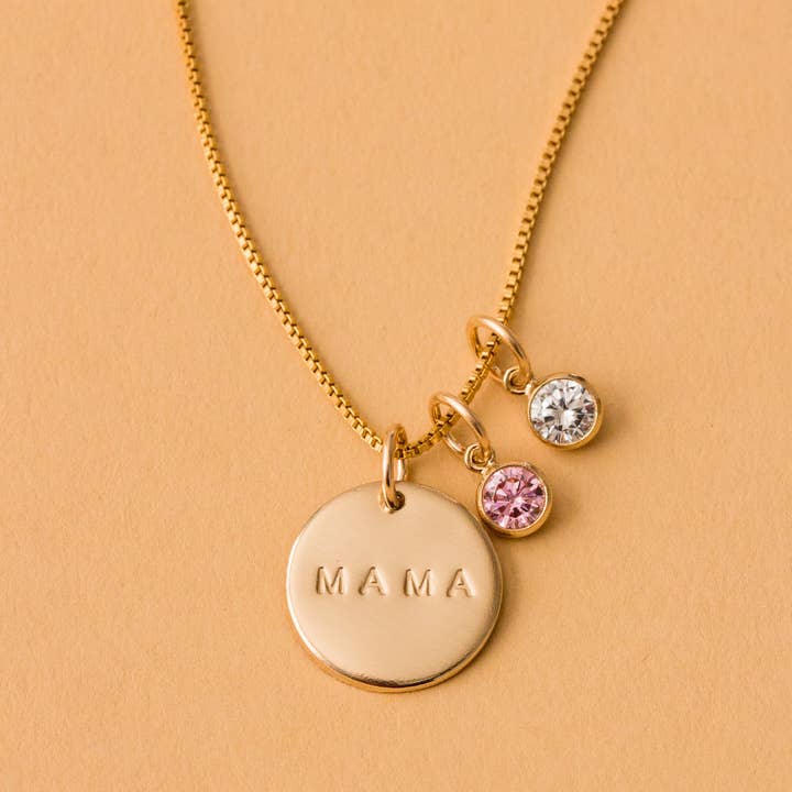 Everly Made - Venta al por mayor Collares con colgantes/abalorios - Collar de disco Mama 1/2"