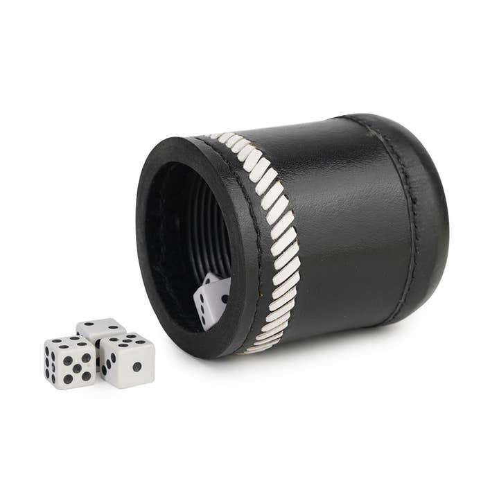Leather Dice Cup with 5 Dice Yahtzee Farkle Dice Shaker for wholesale by The Master Tanners