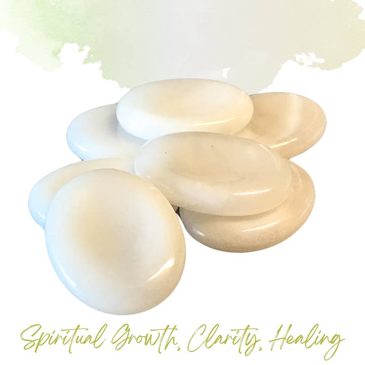 Pierre de souci en JADE BLANC avec option de carte d'information pour la vente par Essential Wellness - Body, Mind, Spirit