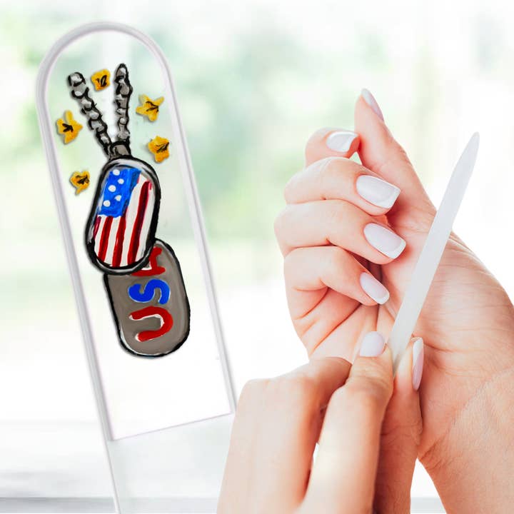 Hundemarken Militär USA Handbemalte tschechische Kristallnagelfeile für den Großhandel von Classy Nail Files