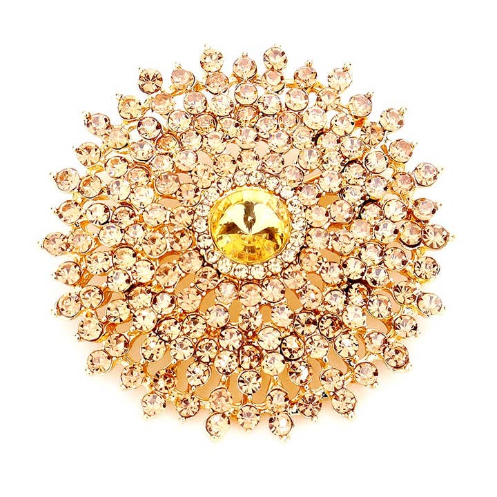Diacly - Wholesale Brooch - Sun Flower Crystal Rhinestone Casting Brooch, Pin