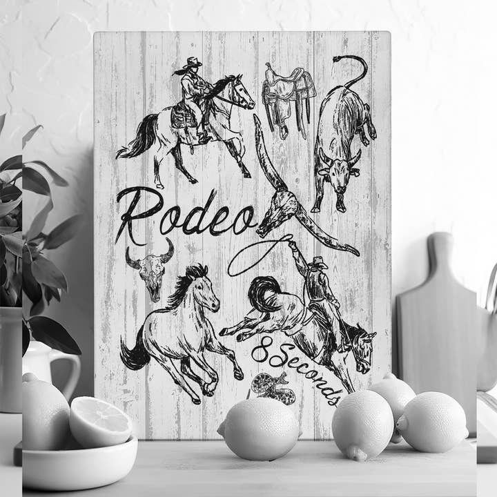 Vintage Rodeo Horses Glass Cutting Board Trivet for wholesale by Avery Lane Gifts