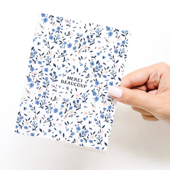 Easyhand Goods – formerly Onderkast - Wholesale Thank You Card - Merci Beaucoup Floral Greeting Card2