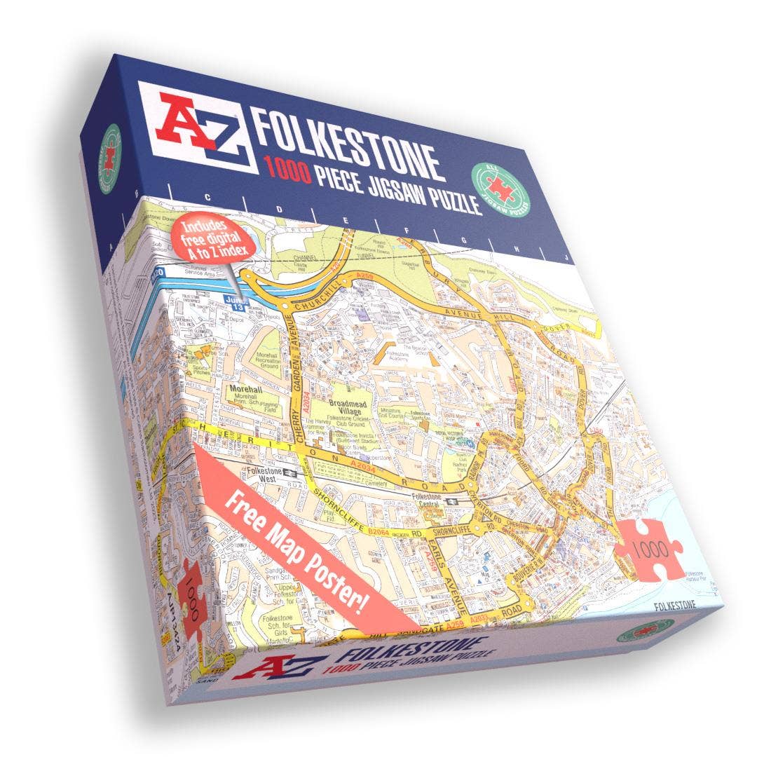 All Jigsaw Puzzles – wholesale Puzzle – Adult – A to Z Map of Folkestone 1000 Piece Jigsaw0