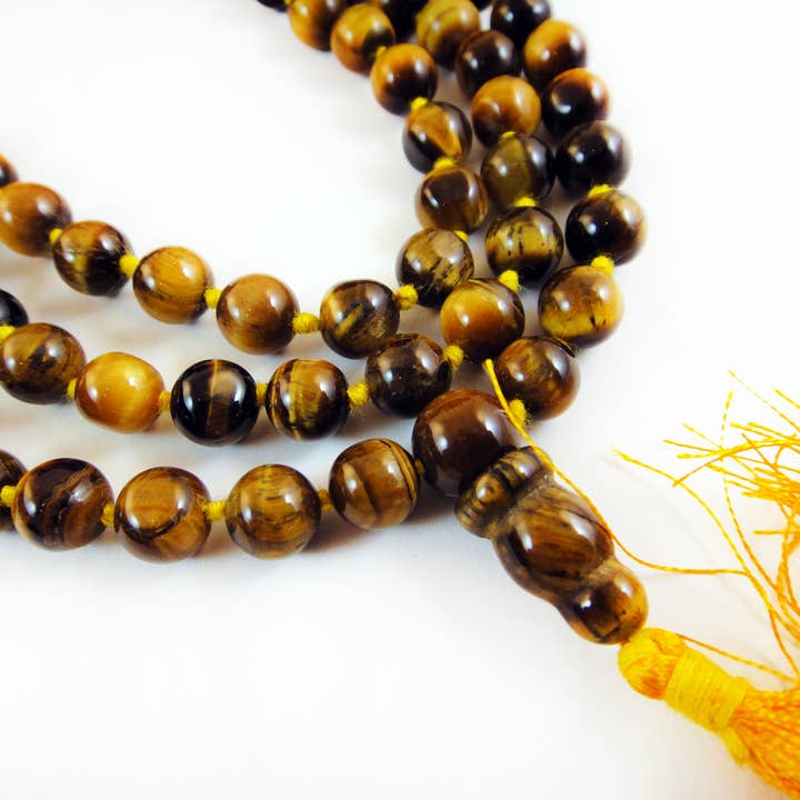 Tika - Wholesale Prayer Beads Necklace - Knotted Tigers Eye Mala2