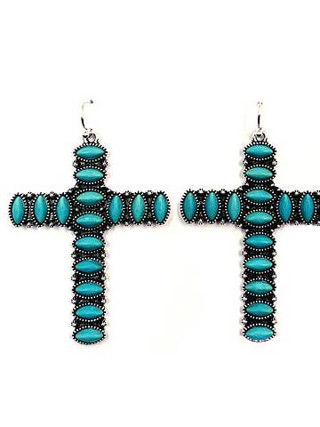 Western Turquoise Cross Earring for wholesale by Snowing West