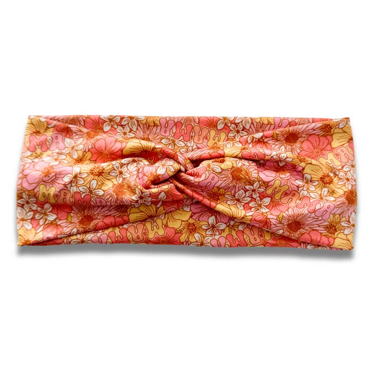 Bandeau Mama Orange Florals (ou option cravate amovible) pour la vente par Sewing Sweethearts