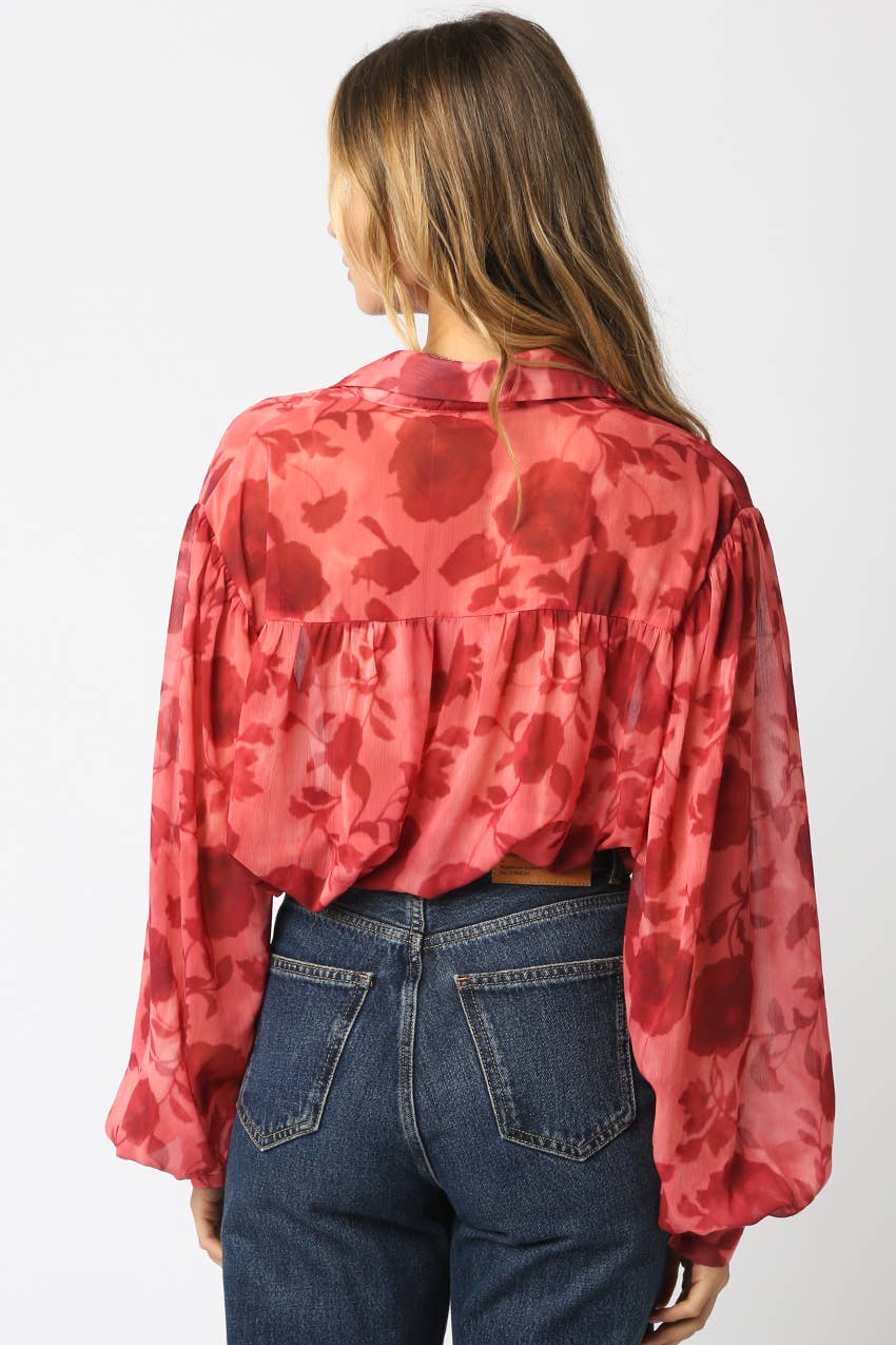 Rosa Rojo Camisa Floral Carla de venta al por mayor en Faire2