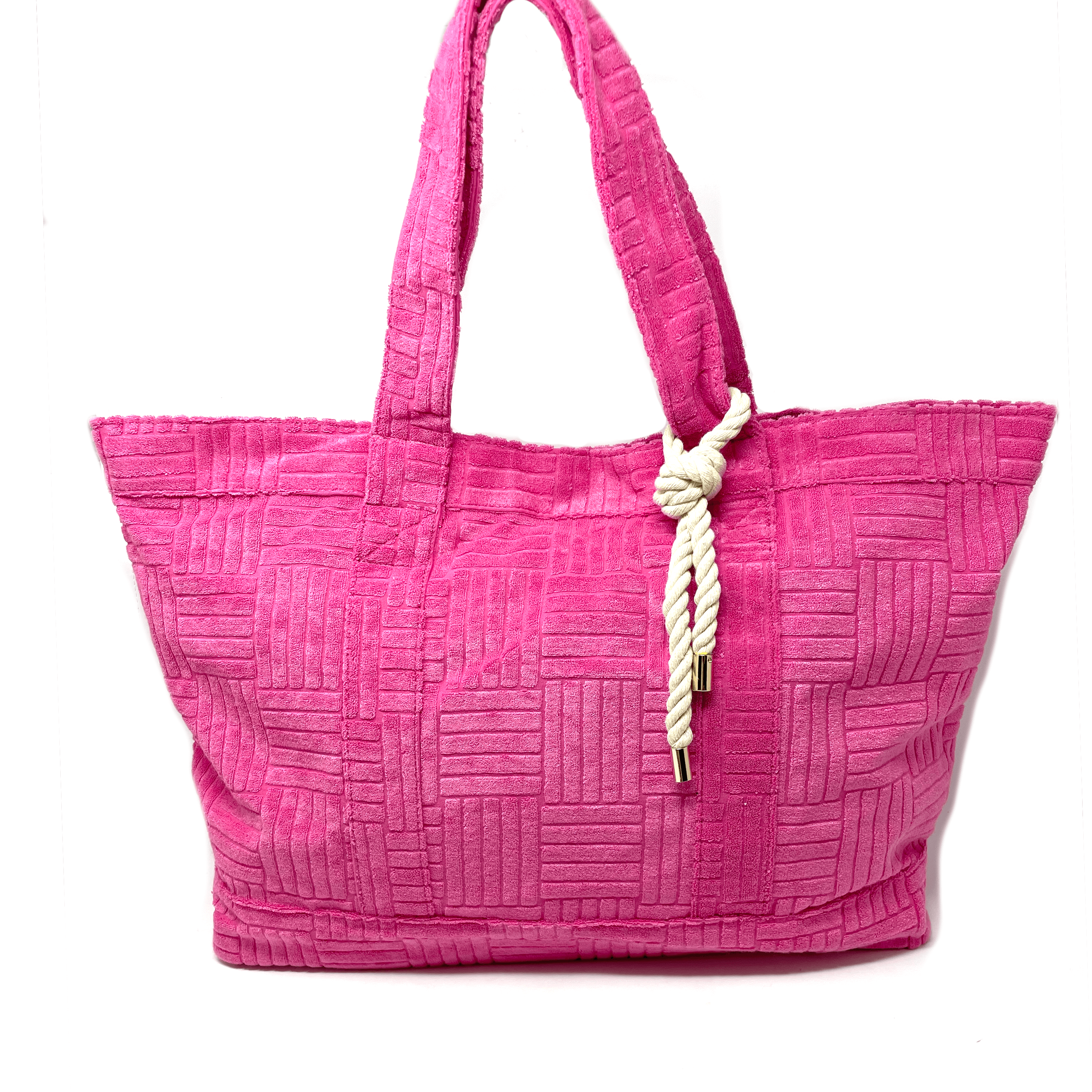 Bette - Wholesale Tote Bag - Women's - Rosa Pink Terry Cloth Weekender Bag Set w/ Waterproof Clutch2