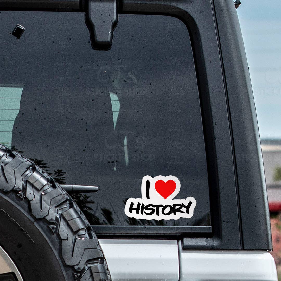 CJ's Sticker Shop - Vente Autocollant - Autocollant en vinyle « I Love History »2