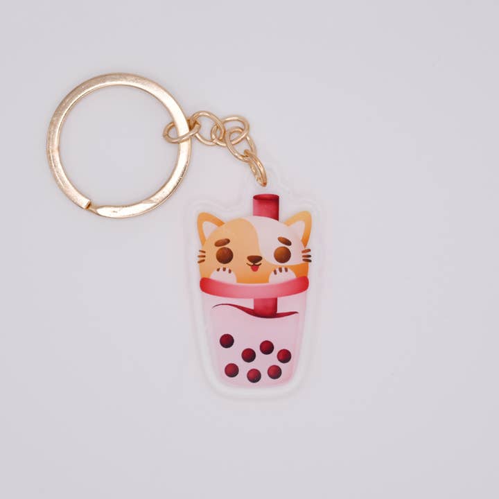 Boba Animal - Cat Keychain; Asian Keychains for wholesale by DoodlesbyIndy