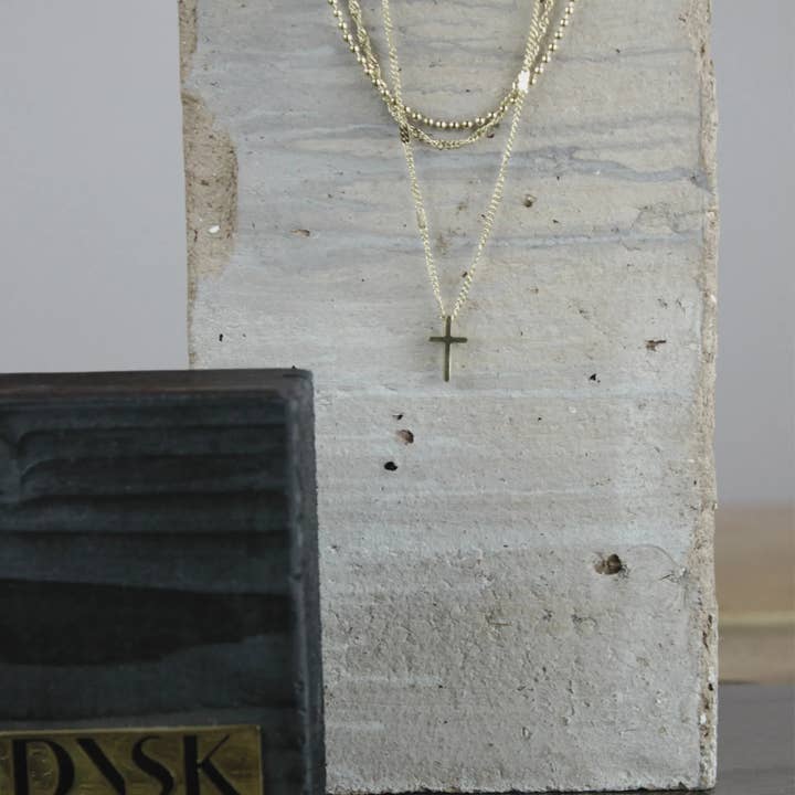 Dansk Copenhagen - Wholesale Pendant/Charm Necklace - Love Waterproof Short Pre-layered Cross Necklace 18K Gold Plating4