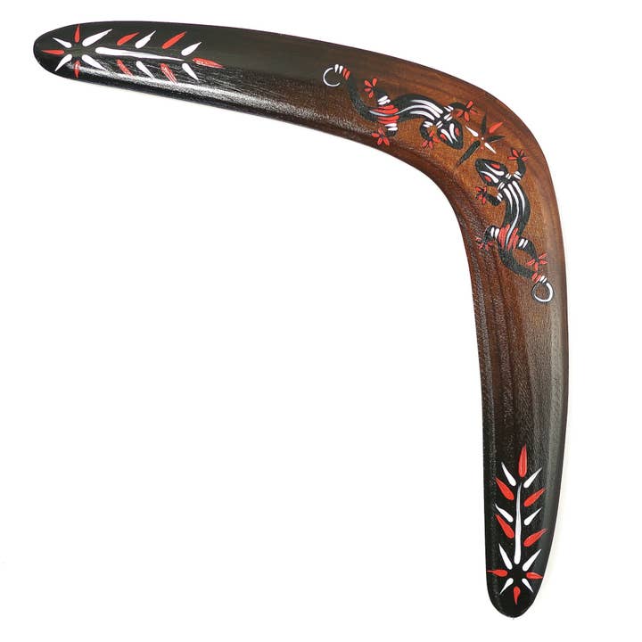 MB Wooden boomerangs - Vente Accessoires de sport - Boomerang « Lézard ». Retour de Boomerangs à vendre. Les meilleurs boomerangs en bois. Boomerang de type traditionnel. Boomerang de style aborigène.1