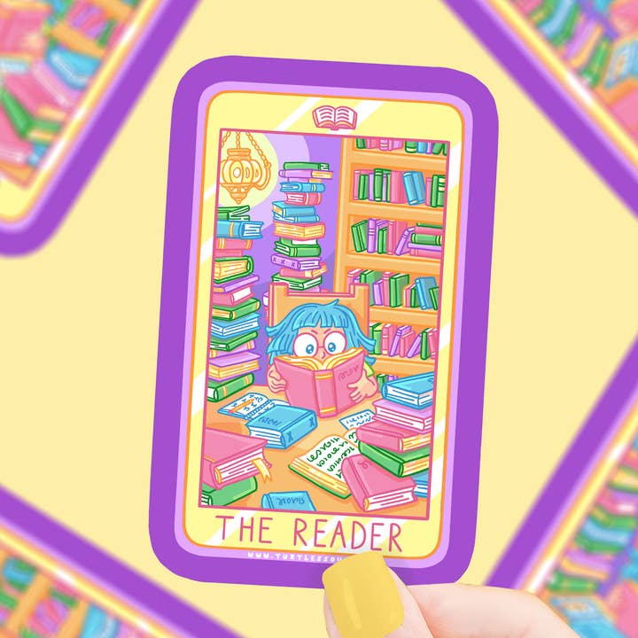 The Library Reader Tarot Card Bookish Library Vinyl Sticker for wholesale by Turtle's Soup
