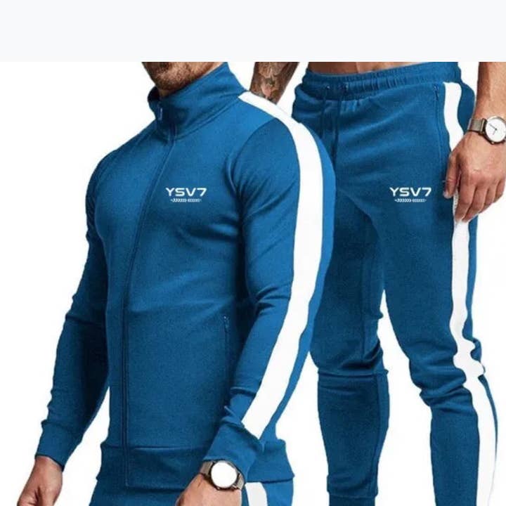 MENS ROYAL BLUE AND WHITE FITTED TRACKSUIT for wholesale by YSV7