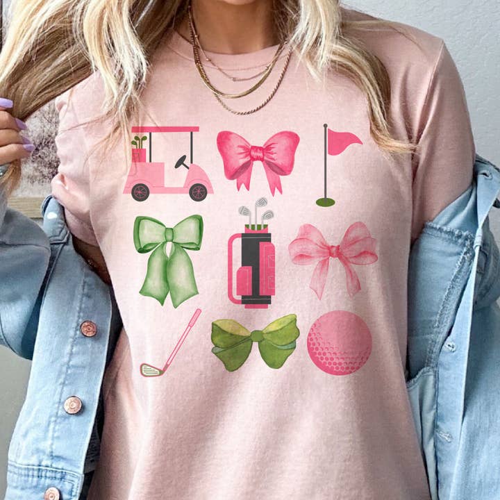 Par.tees by Party On! - Wholesale Screen Printed T-Shirt - Women's - Preppy Golf Collage Country Club Summer Graphic Tee
