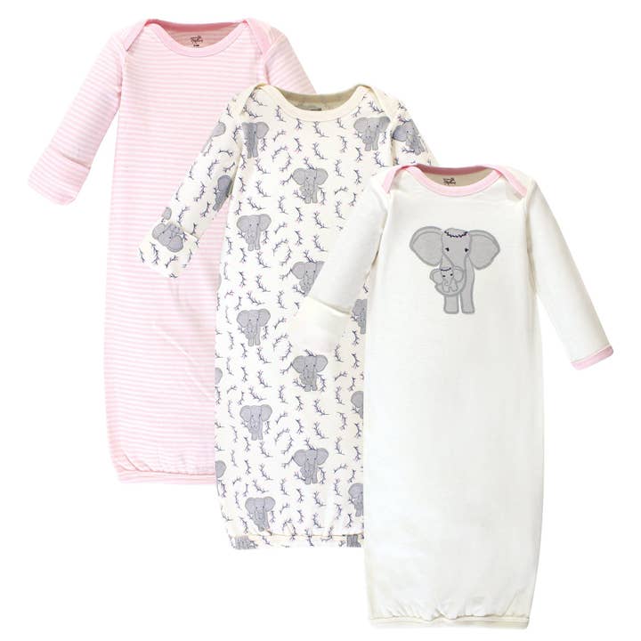 Touched by Nature Organic Cotton Gowns, Girl Elephant for wholesale by BabyVision