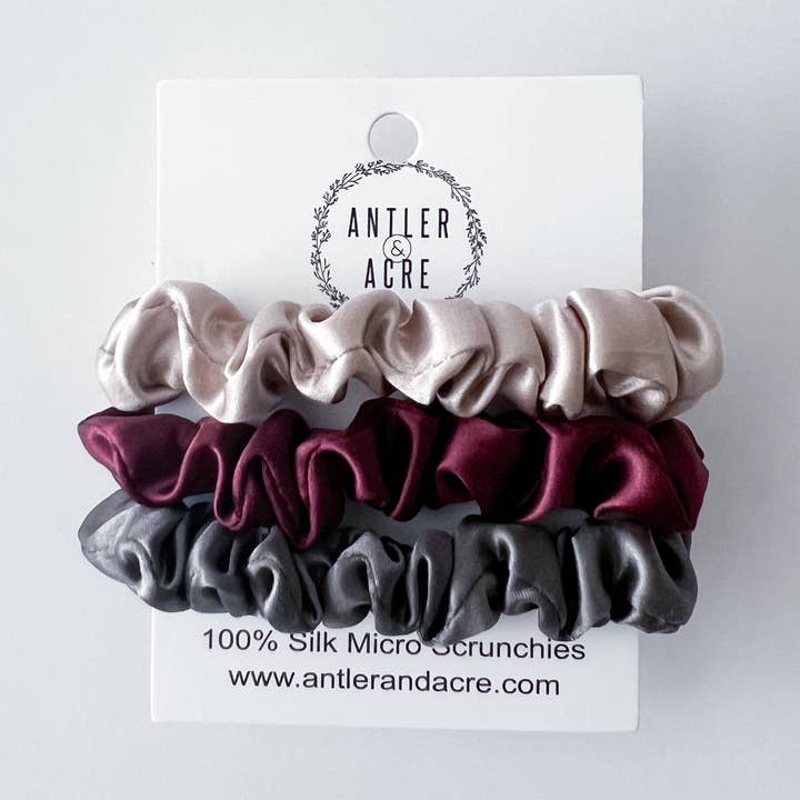 MICRO Silk Scrunchie Trio (v6) for wholesale by Antler & Acre