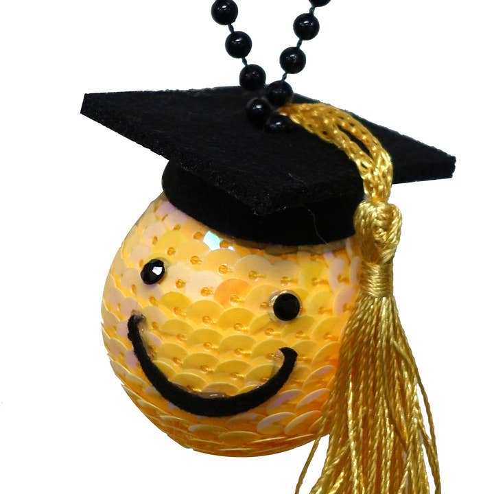Graduation Sequined Happy Face Beaded Necklace for wholesale by Fantasia Inc.