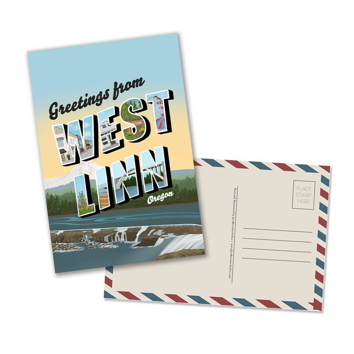 Salutations de West Linn : carte postale rétro pour la vente par JessBecauseArtCo