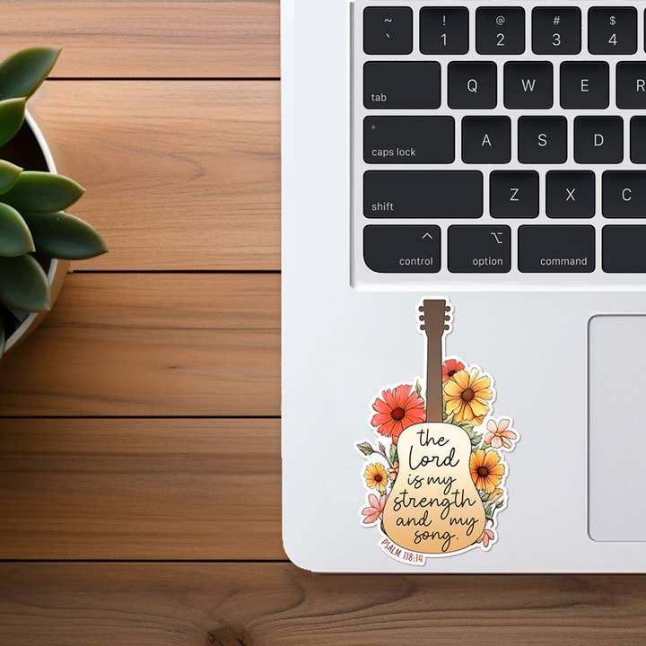 Missional Merch - Wholesale Sticker - The Lord is My Song | Guitar & Flowers | Christian Sticker1