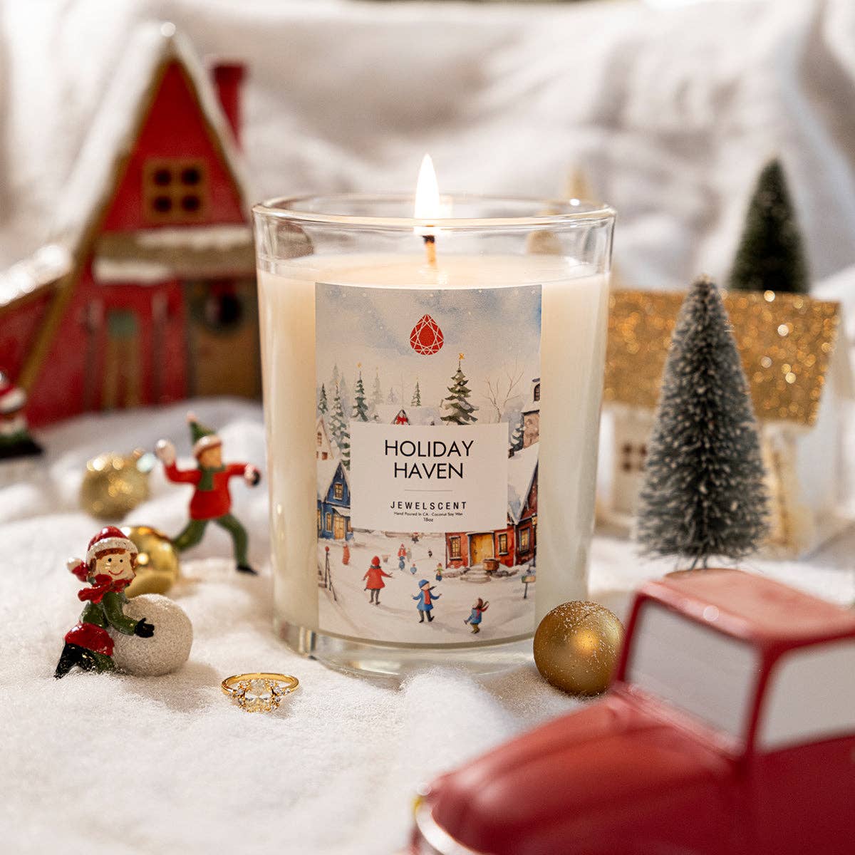 JewelScent - Vente Bougie en bocal - Bougie parfumée Holiday Haven 532 g avec bijou caché1