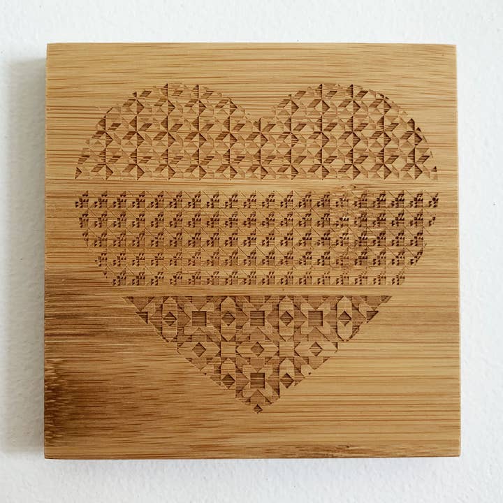 Quilt Hearts Coaster Set van 4 - Vierkant voor wholesale door Built Quilt