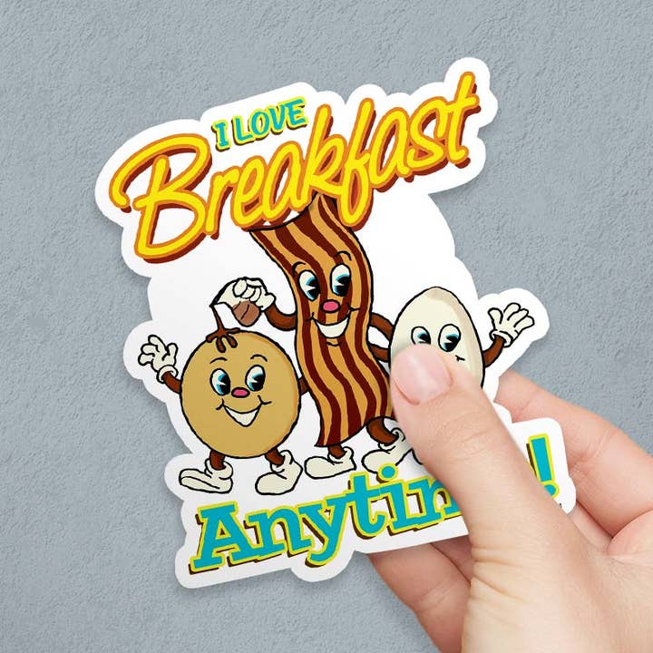 I Love Breakfast Anytime Die Cut Sticker for wholesale by RetroPlanet