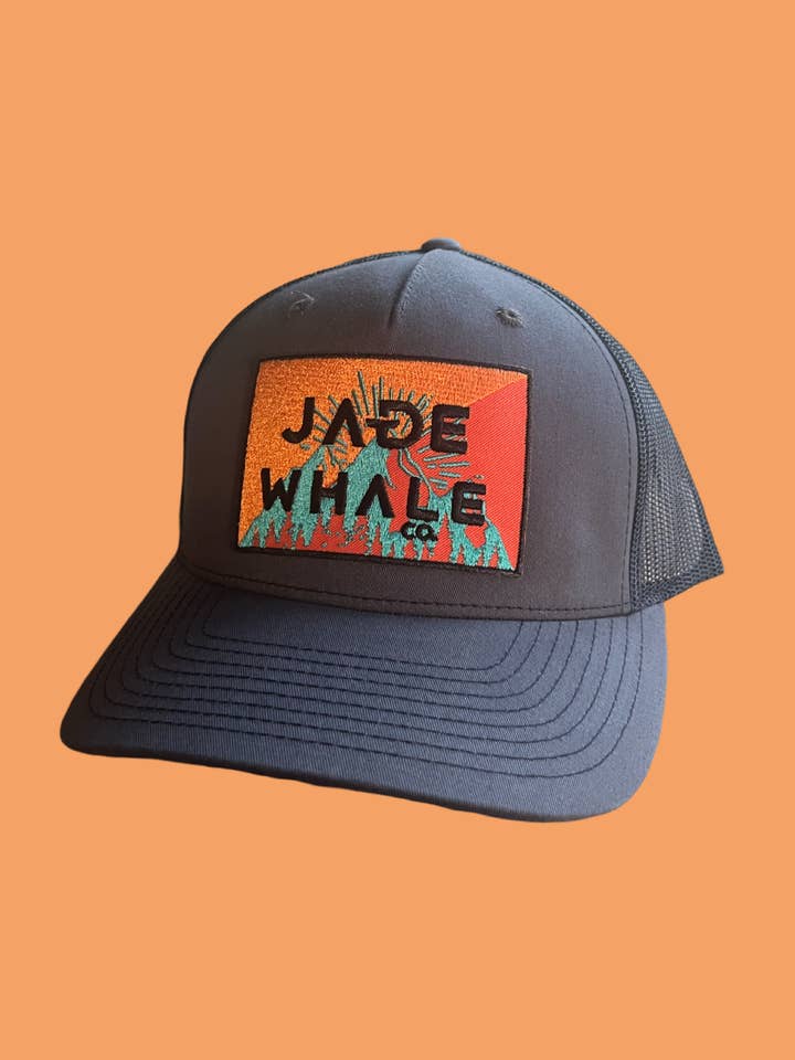 JW Mountain Logo Patch Hat-Ombre Blue/Navy for wholesale by Jade Whale Co.