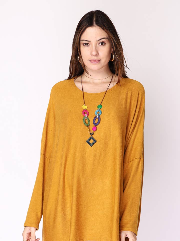 Top de manga larga con cuello redondo y collar MSA-T2281 para venta al por mayor de ORNELLA PARIS