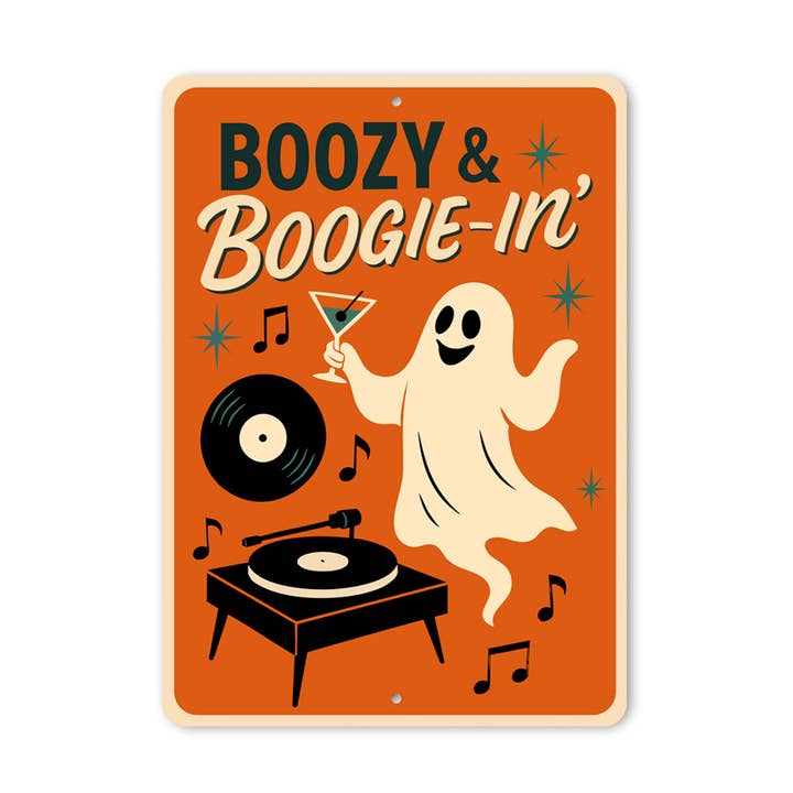 Fantôme de musique alcoolisé et dansant buvant des cocktails enseigne pour la vente par Lizton Sign Shop, Inc