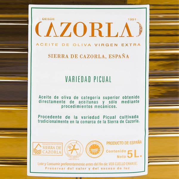 Aceites Cazorla - Wholesale Olive Oil - Picual Olive Oil. Pack of 4 containers of 5L2